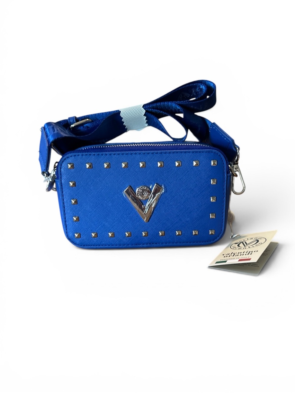 Valentino Orlandi Blue Camera Bag with Adjustable Crossbody Strap